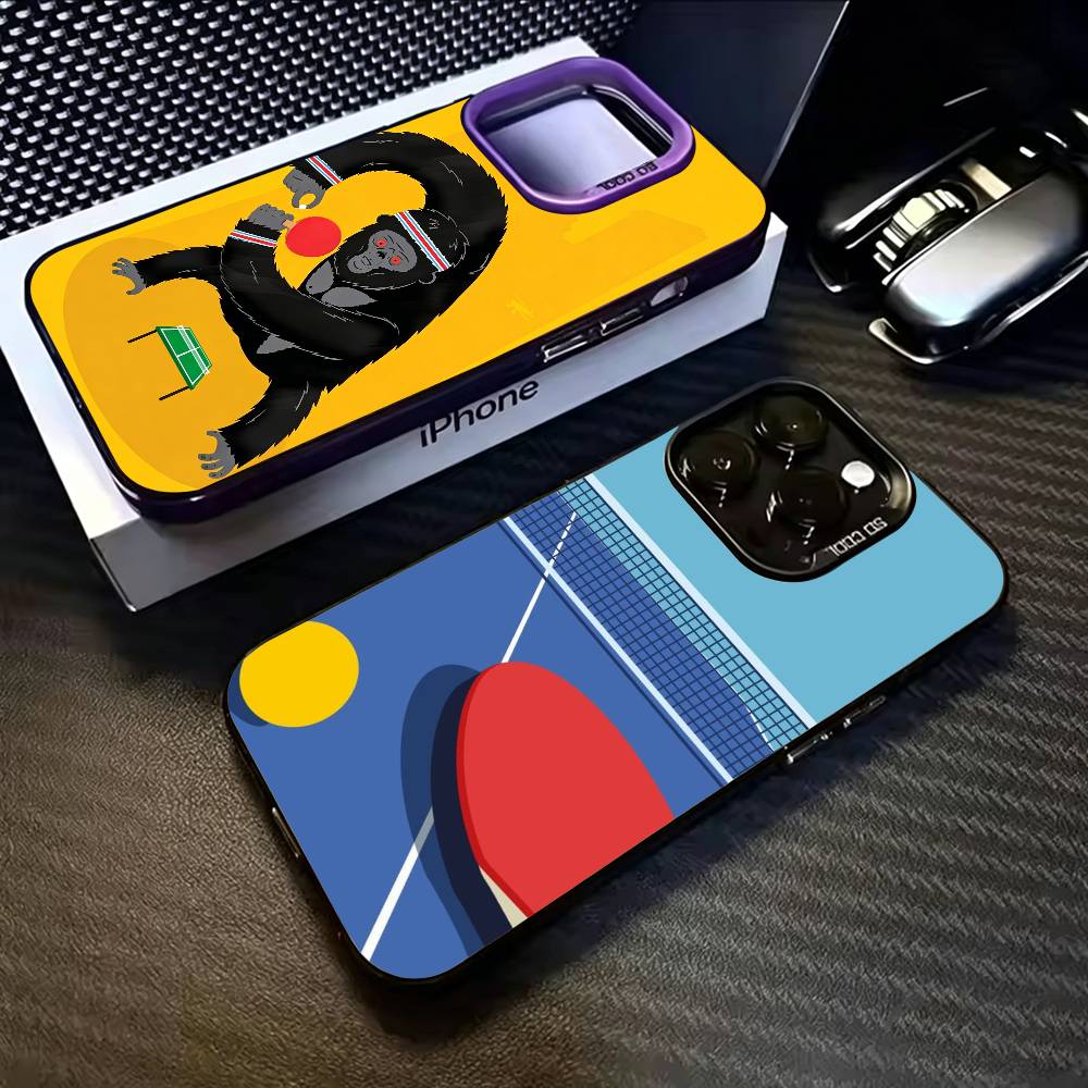 Table Tennis Quotes - 新しい卓球漫画柄スマホケース iPhone 17,16,15,14,13,12,11 Plus,Pro Max,XS対応、内側がカラーシルバーメッキ仕上げ