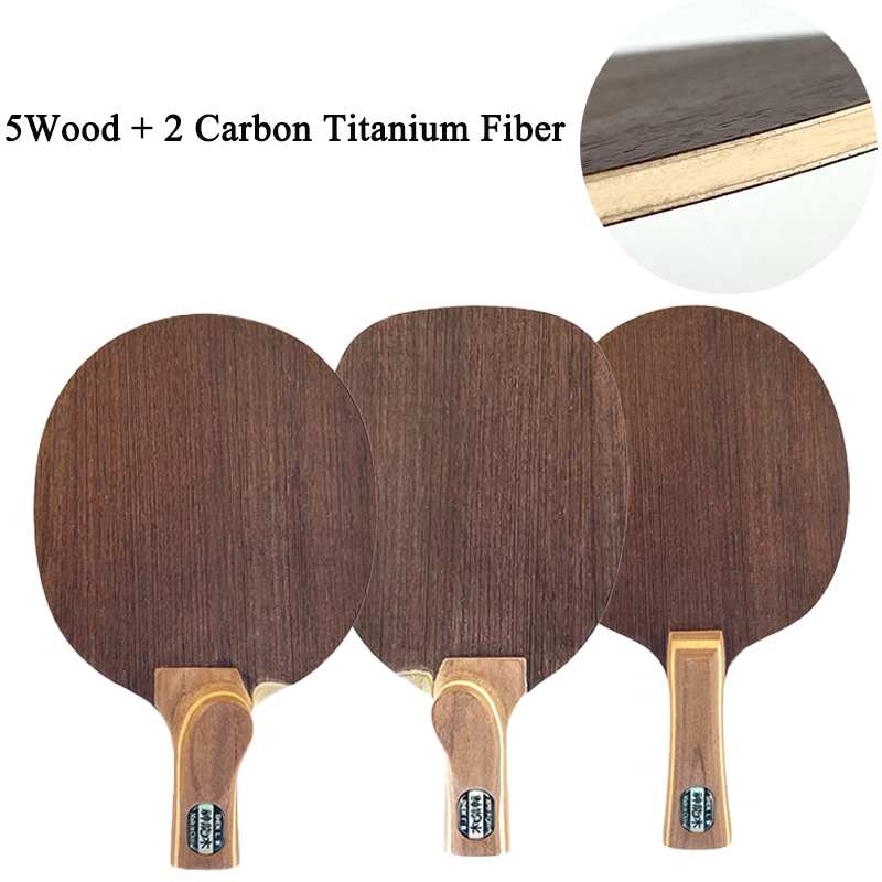Table Tennis Shop - 中国/日本製ペンホールド卓球ブレード5ウッド2カーボンチタンファイバープロフェッショナルピンポンパドル（ループ＆アタック用）