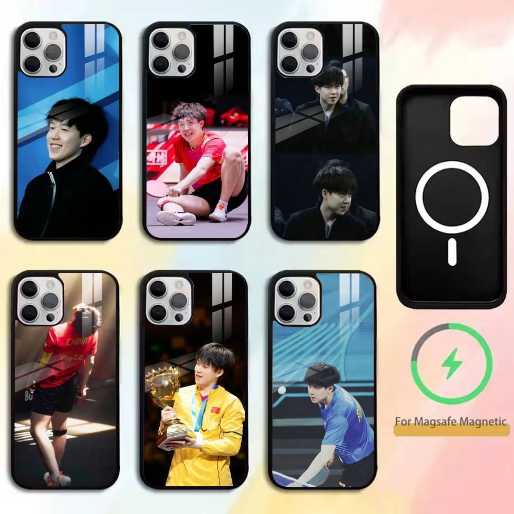 Table Tennis Quotes - W-Wang Chuqin-卓球選手 iPhone17、16、15、14、13、12、11 Plus、Pro用スマホケース マグセーフ対応 ワイヤレス充電可能