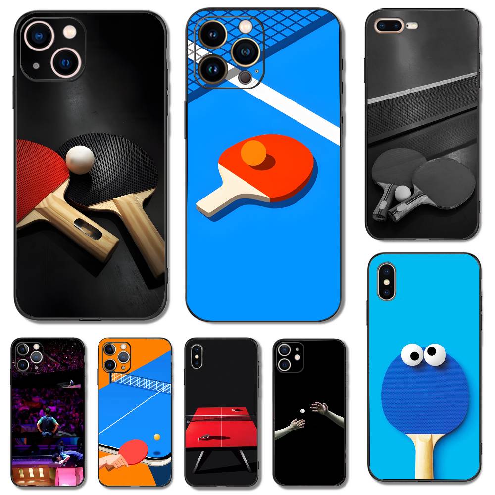 Table Tennis Quotes - 卓球ラケット柄iPhoneケース iPhone 17,16,15,14,13,12,11,X,XR,XS,Plus,Mini,Pro,Max対応 ソフトブラック耐衝撃カバー