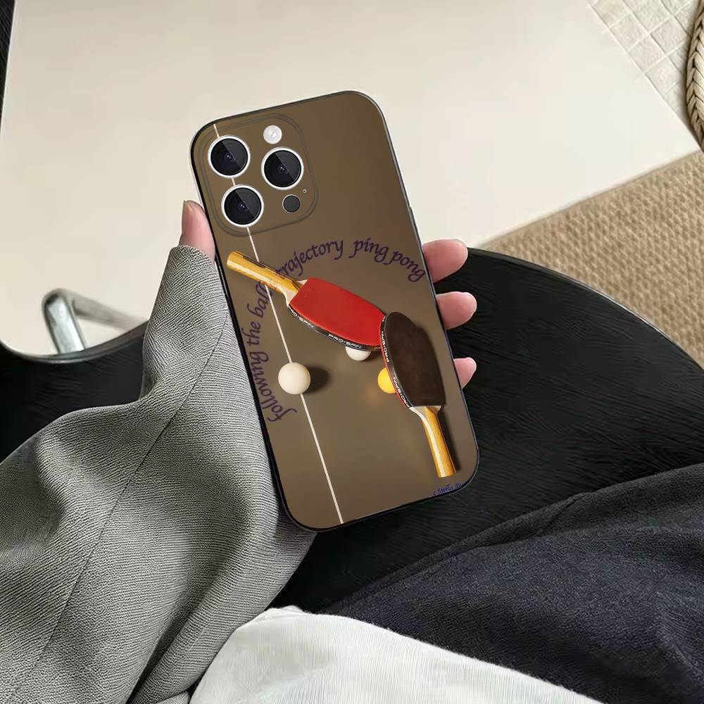 卓球ラケット柄耐衝撃ソフトブラック携帯電話ケース、iPhon - Table Tennis Quotes のレビューと価格